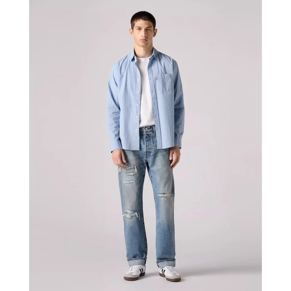 NWT! Levis Premium 501 Original Selvedge Distressed Sashiko Jeans 29x32‎